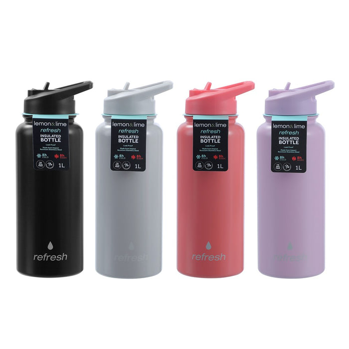 Insulated Bottle with Straw 1L
