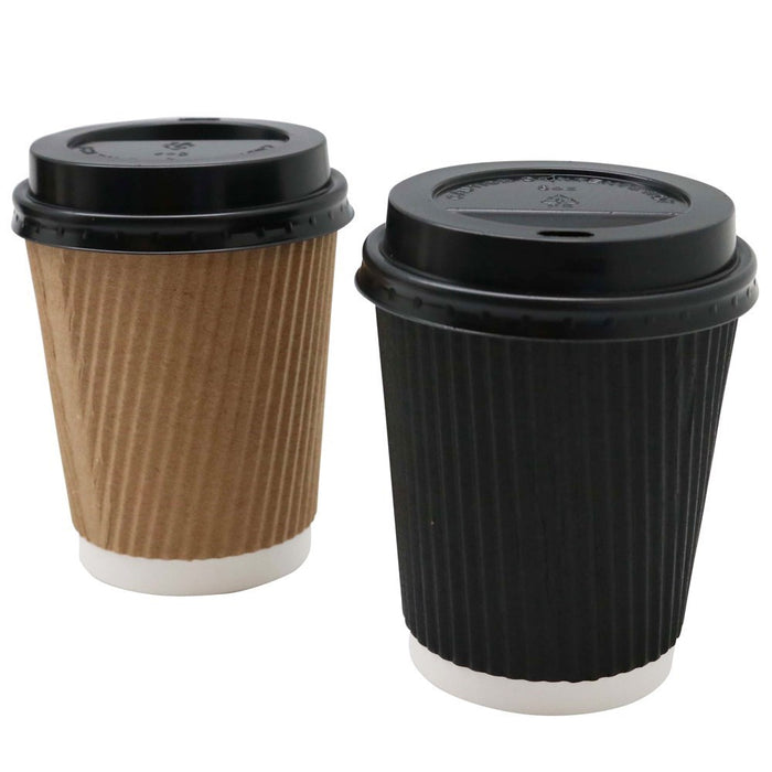 Coffee Cup Rippled with Lid 12pk
