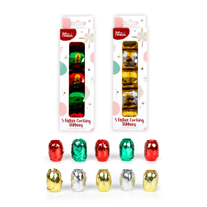 Christmas Ribbon 10m 5pk