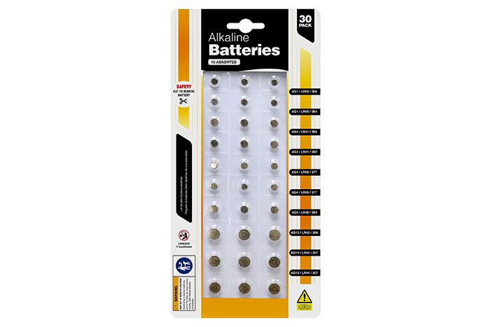 Alkaline Button Cell Batteries 30pk