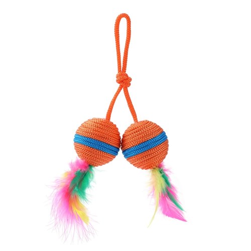 Twin Ball & Feather Catnip Toy