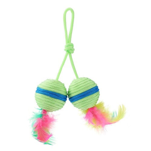 Twin Ball & Feather Catnip Toy