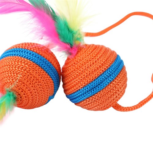 Twin Ball & Feather Catnip Toy