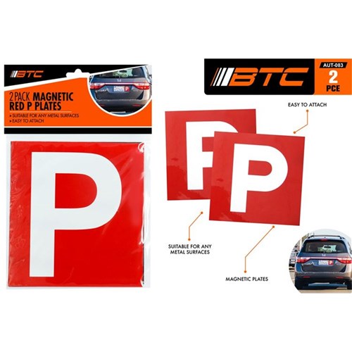 P Plate Red Magnetic 2pk