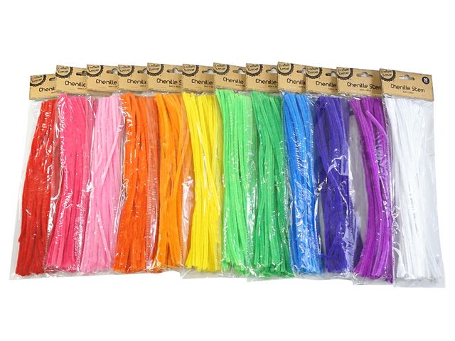 Chenille Stem Plain Colour 50pk