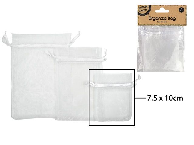 Organza Bag 7.5cm White 6pk