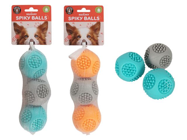 Squeaky Spiky Balls 3pk