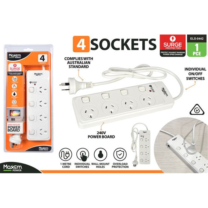 Powerboard 4 Way with Switches