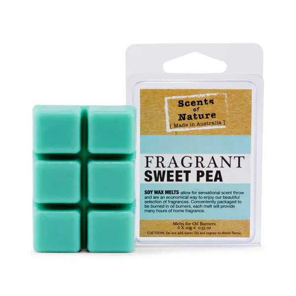 Bright green Sweet Lemongrass square soy wax melts (FG1810) in packaging. Invigorating, zesty, Australian home fragrance.
