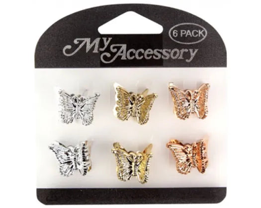 Butterfly Clip Metallic 6pk