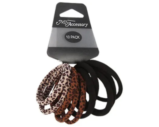 Hair Ring 10pk Leopard