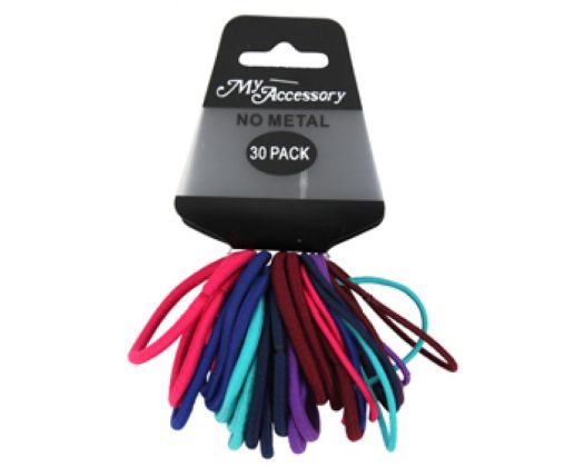 Hair Ring No Metal Coloured 30pk