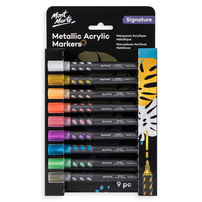 Mont Marte Metallic Acrylic Markers 9pc