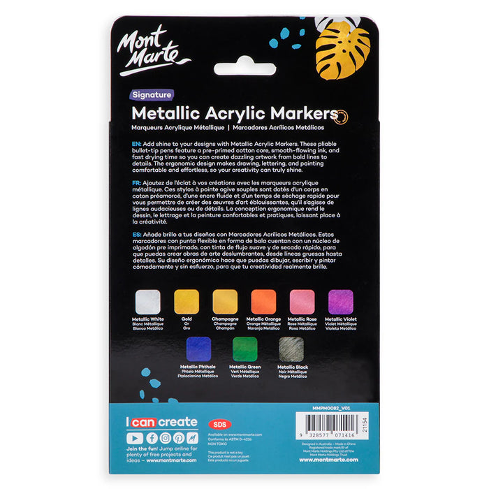 Mont Marte Metallic Acrylic Markers 9pc