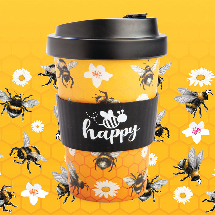 Eco Bamboo Cup-To-Go Bee Happy
