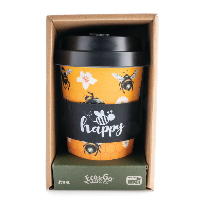 Eco Bamboo Cup-To-Go Bee Happy