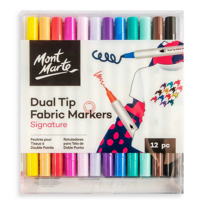 Mont Marte Dual Tip Fabric Markers 12pk