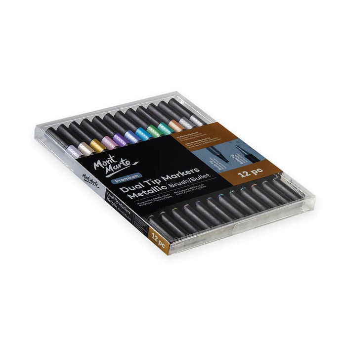 Mont Marte Dual Tip Markers Metallic 12pc