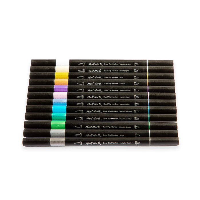 Mont Marte Dual Tip Markers Metallic 12pc