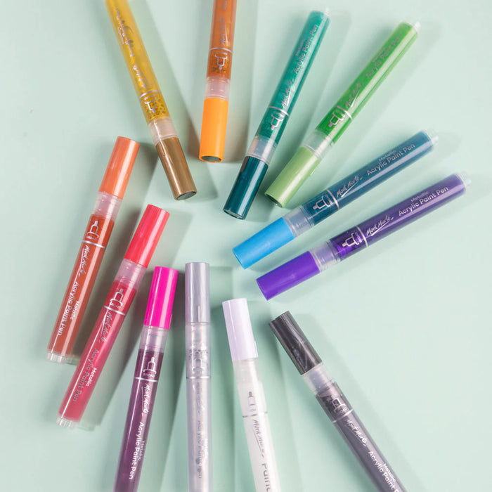 Mont Marte Metallic Acrylic Paint Pens Broad Tip 12pc
