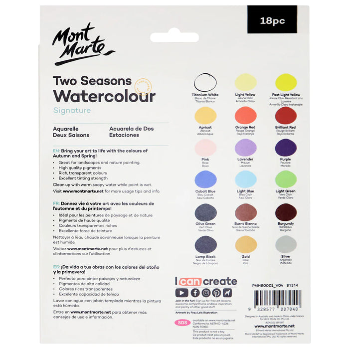 Mont Marte Two Seasons Watercolours 18pc