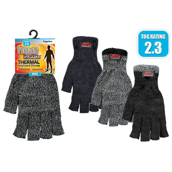 Mens Heat Insulated Fingerless Gloves