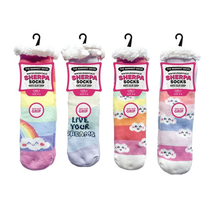 Girls Sherpa Socks Rainbow