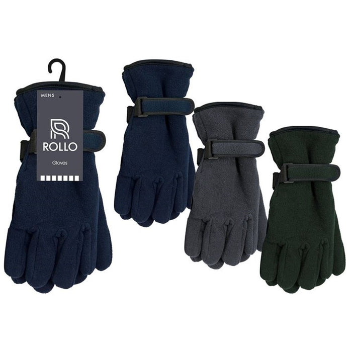 Mens Fleece Gloves with Strap