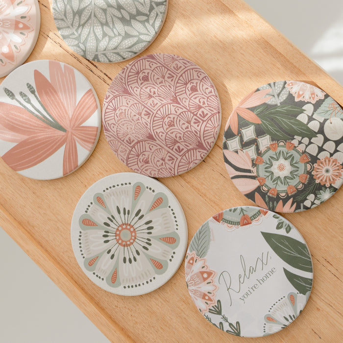 Amber Garden Ceramic Coaster Open Bloom