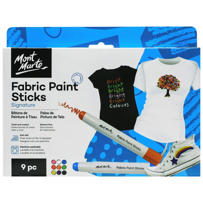 Mont Marte Solid Fabric Paint Sticks 9pc