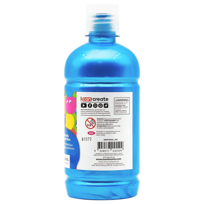 Mont Marte Poster Paint 500ml Metallic Bright Blue