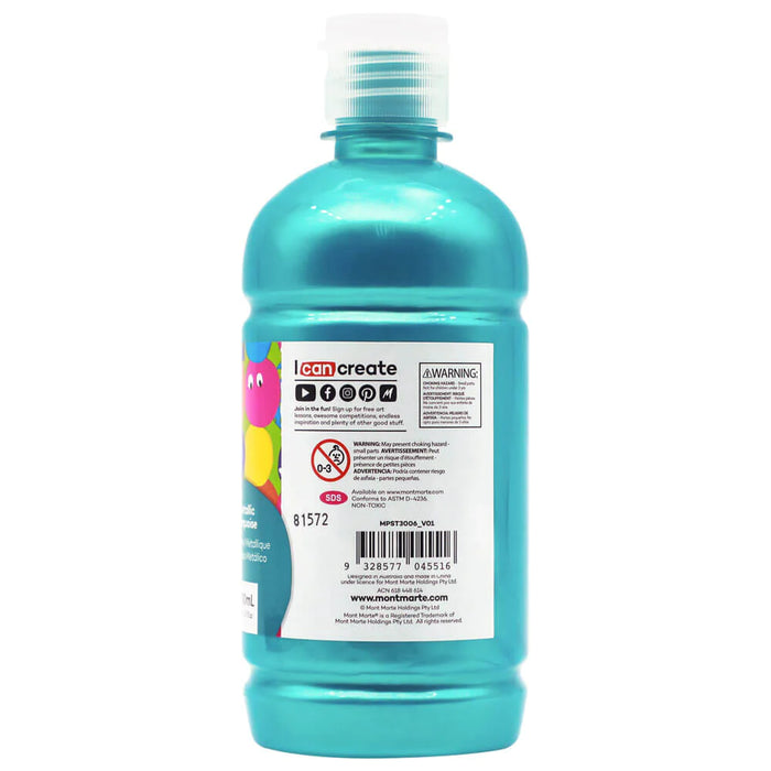 Mont Marte Poster Paint 500ml Metallic Turquoise