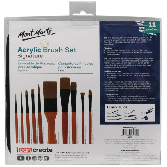 Mont Marte Acrylic Brush Set 11pc