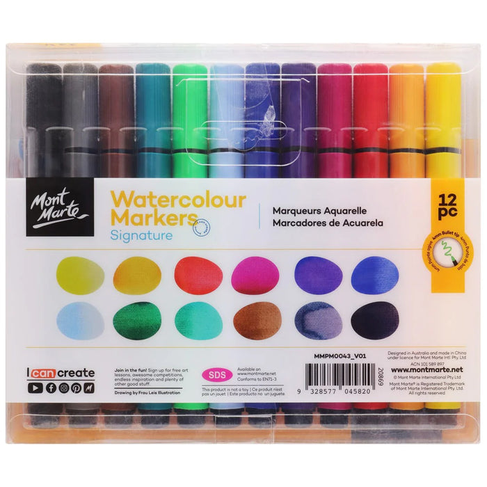 Mont Marte Watercolour Markers Tri Grip 12pc
