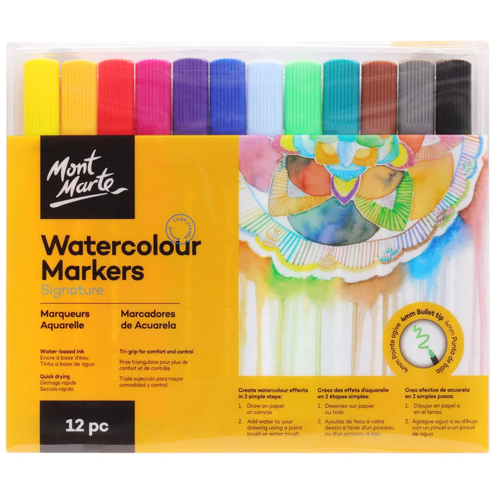 Mont Marte Watercolour Markers Tri Grip 12pc