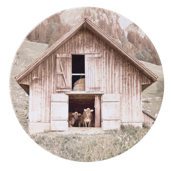 Rustic Meadow Ceramic Coaster Barn