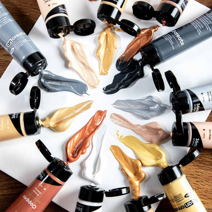 Mont Marte Gold & Silver Acrylic Paint 12pc