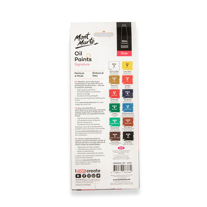 Mont Marte Oil Paints 12pc