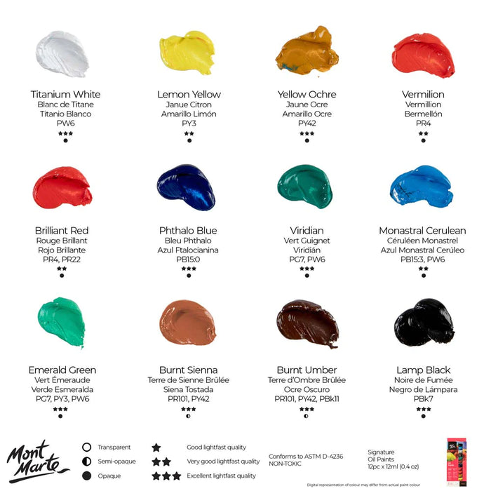 Mont Marte Oil Paints 12pc