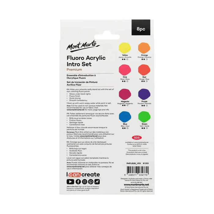 Mont Marte Acrylic Intro Set Fluoro 8pc