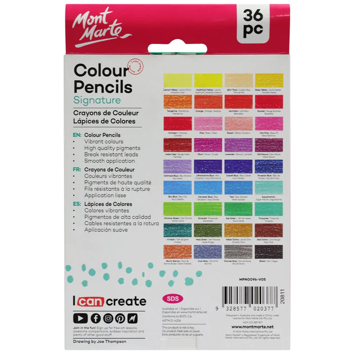 Mont Marte Colour Pencils 36pce - Essential Colours