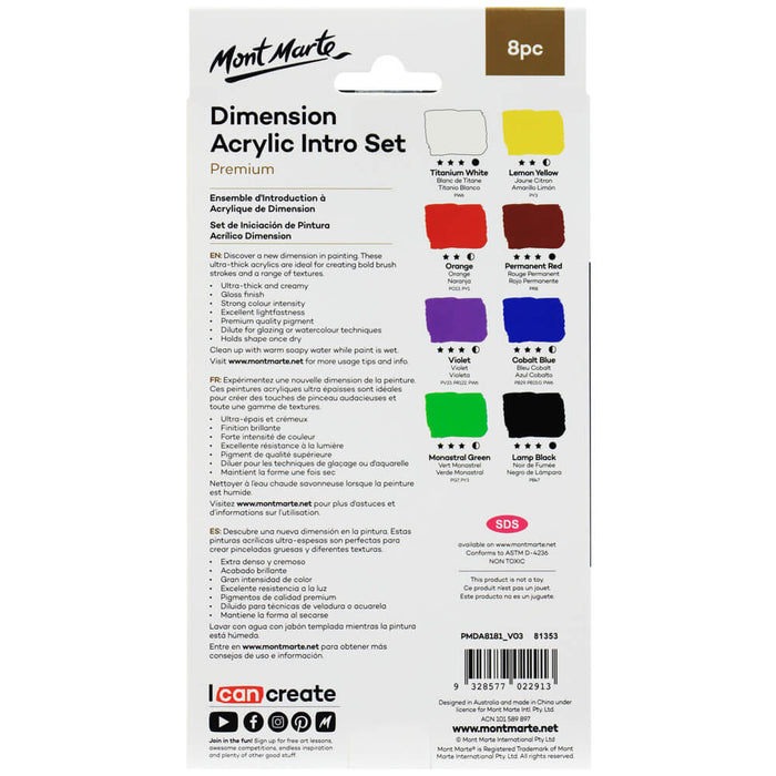 Mont Marte Dimension Acrylic Intro 8pc