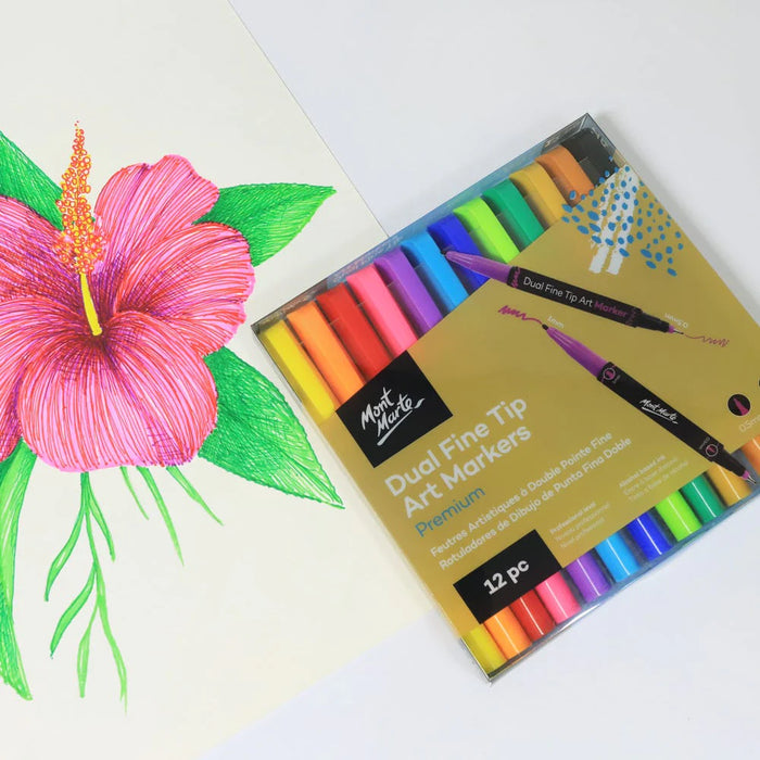 Mont Marte Dual Tip Alcohol Markers 12pc