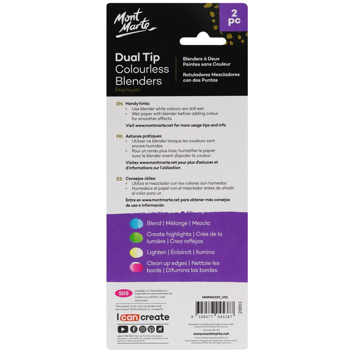 Mont Marte Dual Tip Alcohol Blenders 2pc