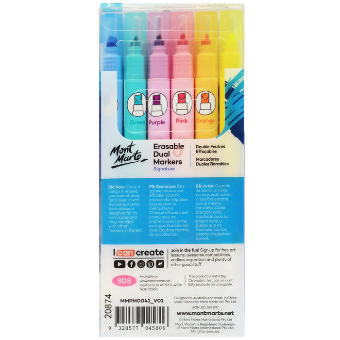 Mont Marte Erasable Dual Markers 6pc