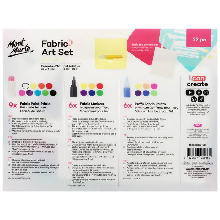 Mont Marte Fabric Marker Art Set 22pc