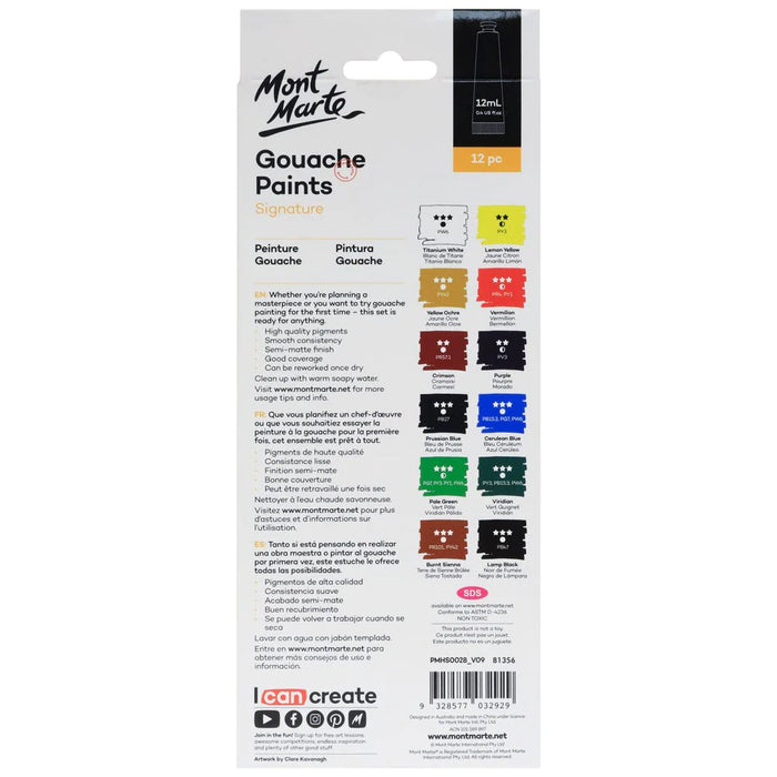 Mont Marte Gouache 12pc