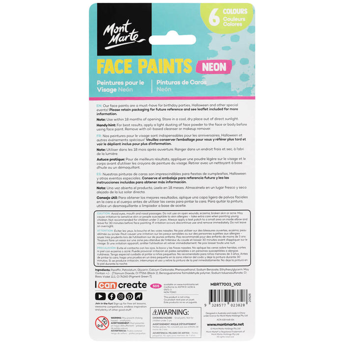 Mont Marte Face Paint Set Neon