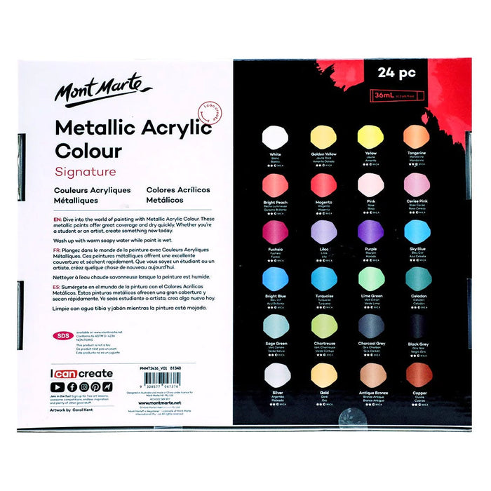 Mont Marte Metallic Paint Set 36ml 24pc
