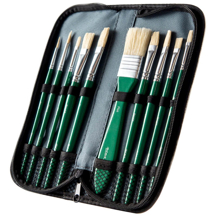 Mont Marte Hog Bristle Oil Brush Set in Wallet 11pc